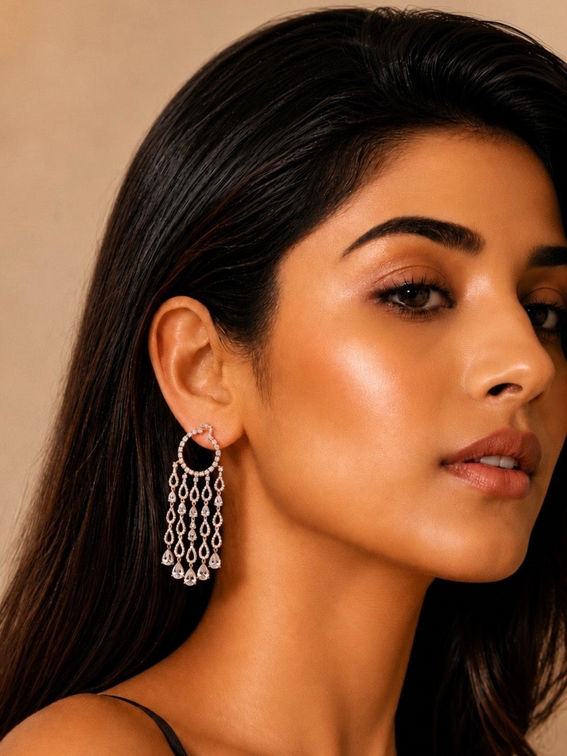 Celestia Cascade American Diamond Chandelier Earrings