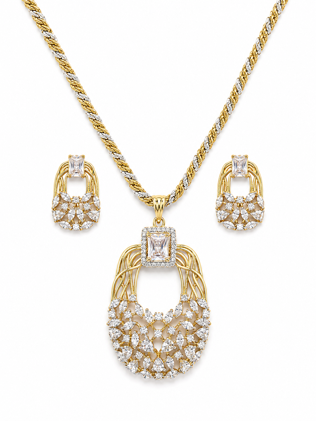 American Diamond Arbor Pendant Set