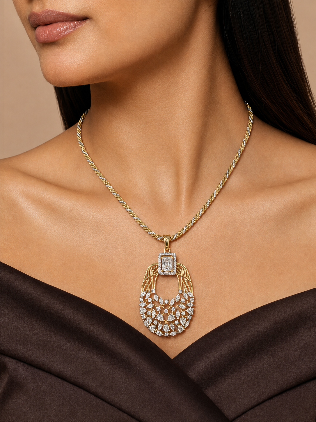American Diamond Arbor Pendant Set