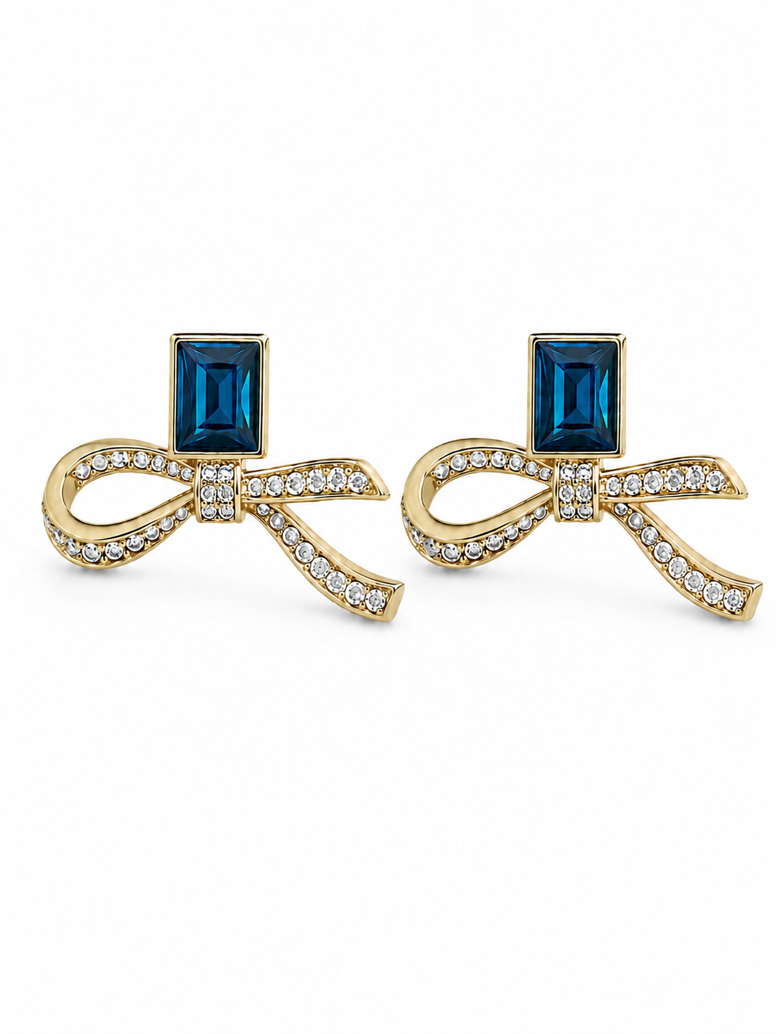 Austrian Crystal Ribbon Stud Earrings
