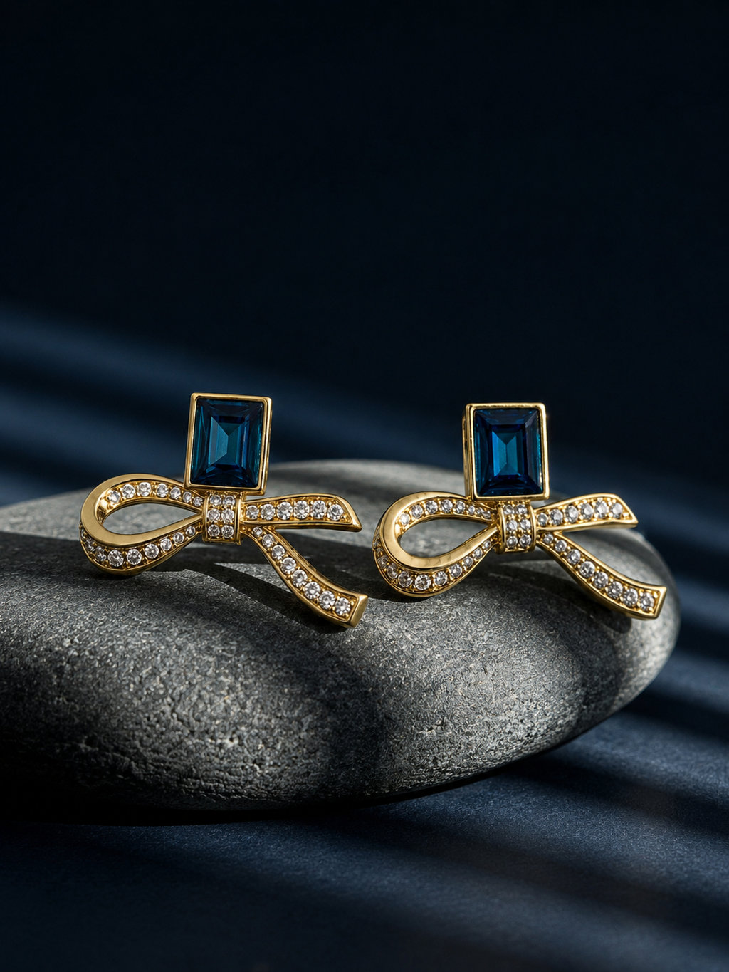 Austrian Crystal Ribbon Stud Earrings