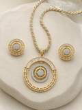Baguette Circle American Diamond Pendant Set