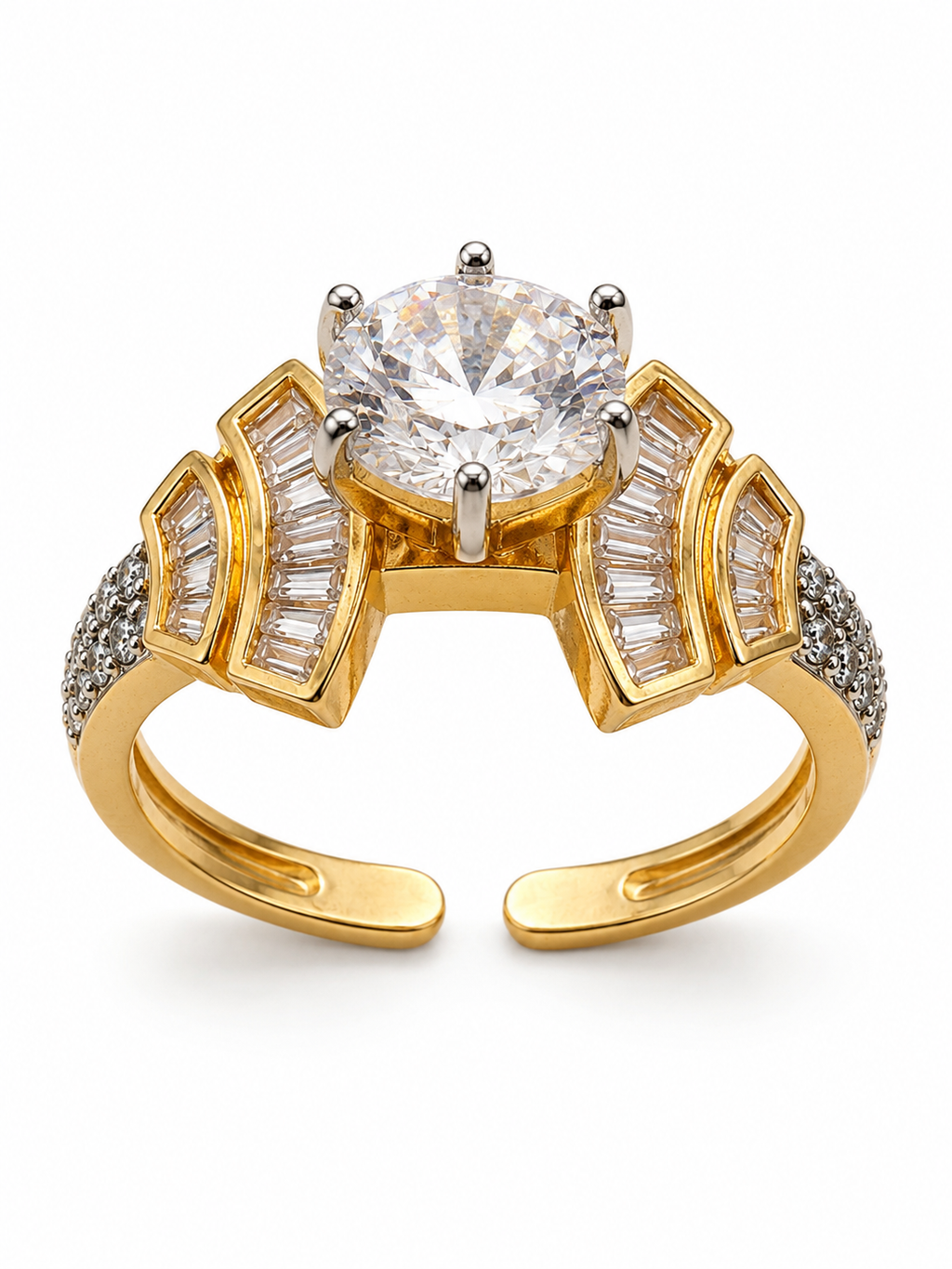 Baguette Wing Statement Ring - Gold