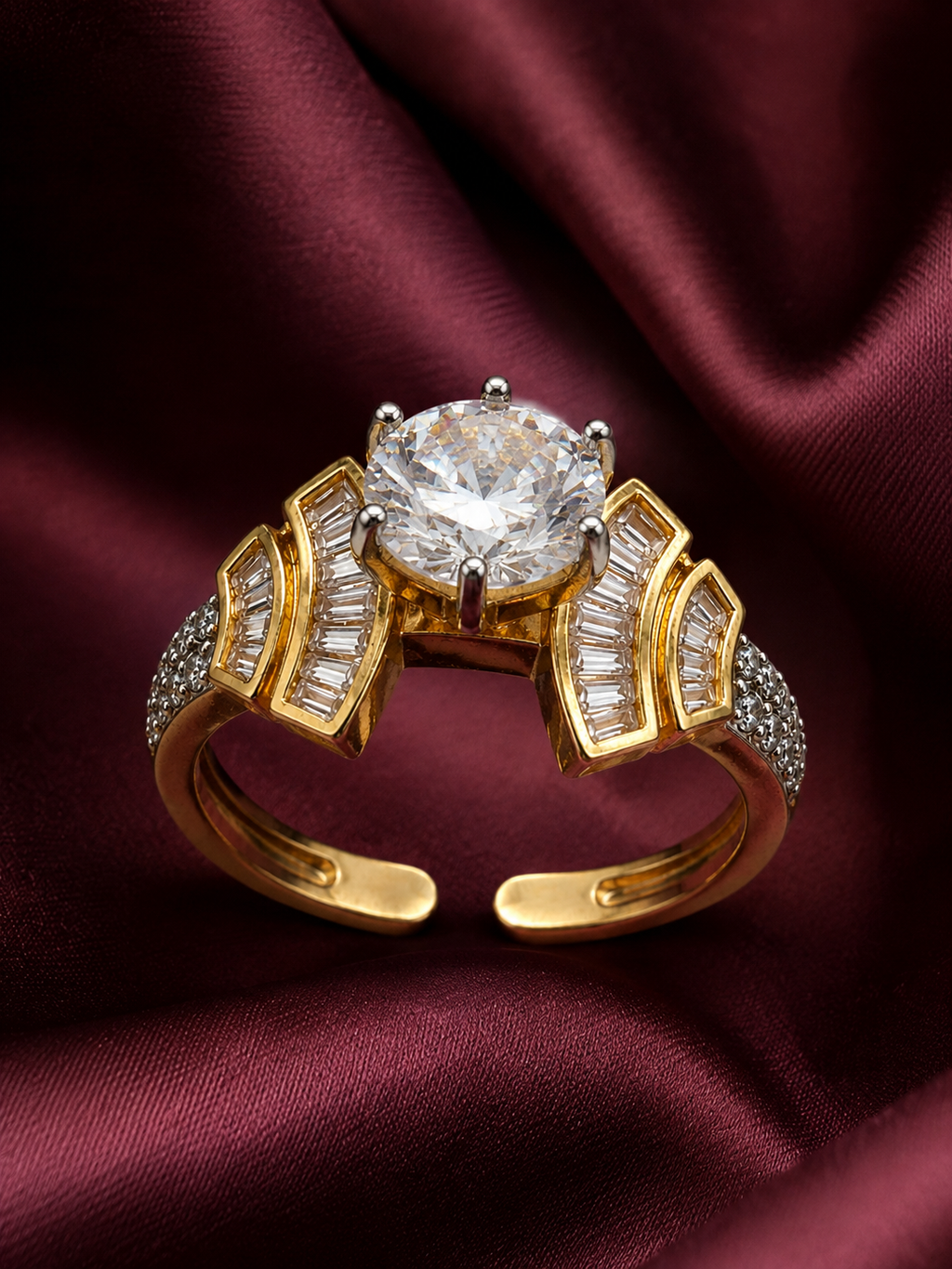 Baguette Wing Statement Ring - Gold