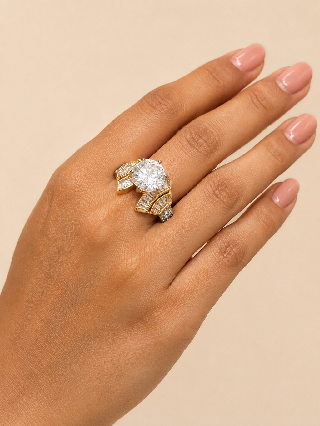 Baguette Wing Statement Ring - Gold