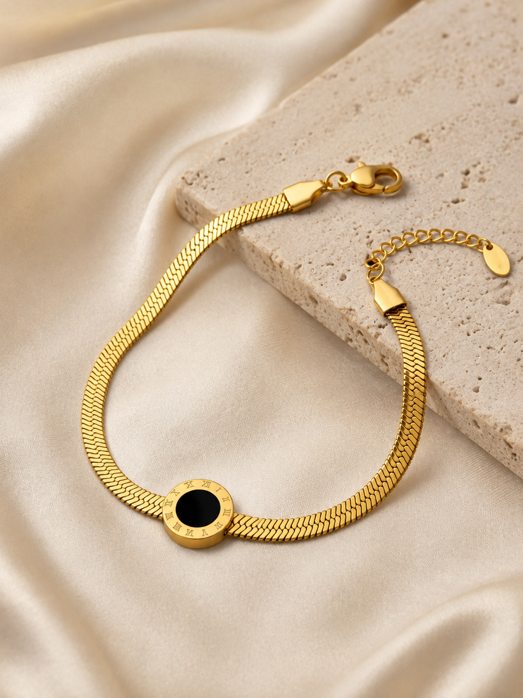 Black Roman Medallion Chain Bracelet