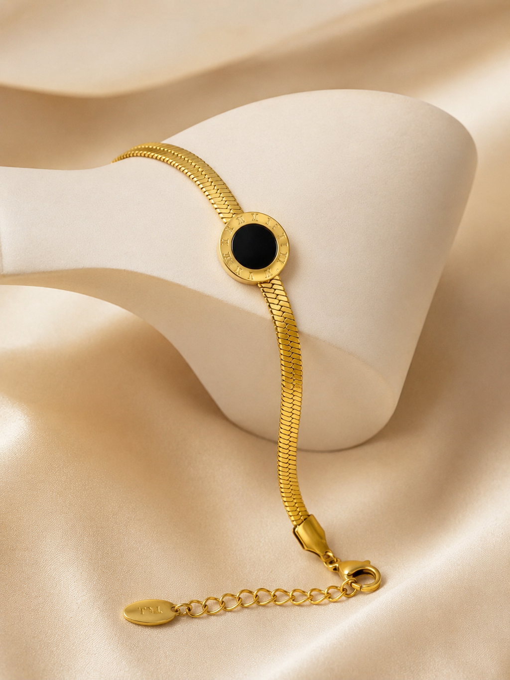 Black Roman Medallion Chain Bracelet