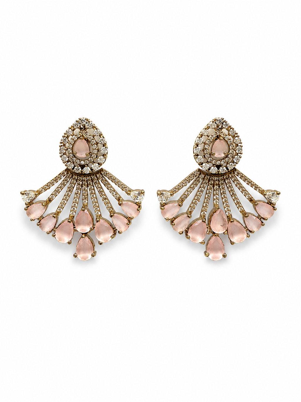 Blush Layered Fringe Statement Earrings