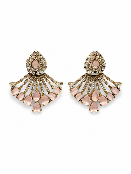 Blush Layered Fringe Statement Earrings