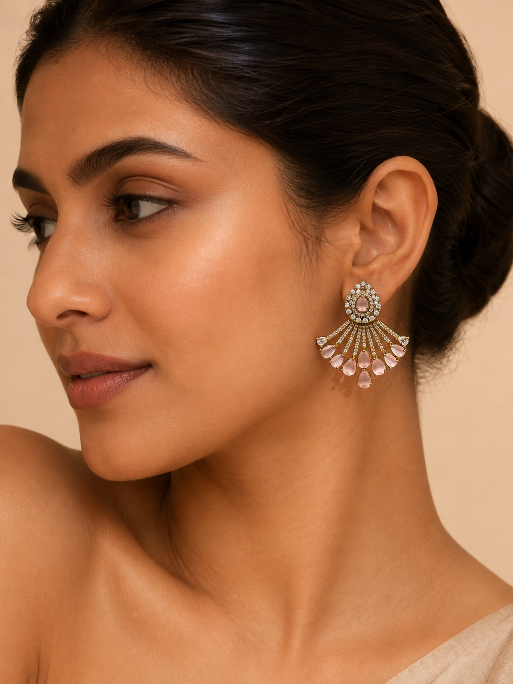 Blush Layered Fringe Statement Earrings