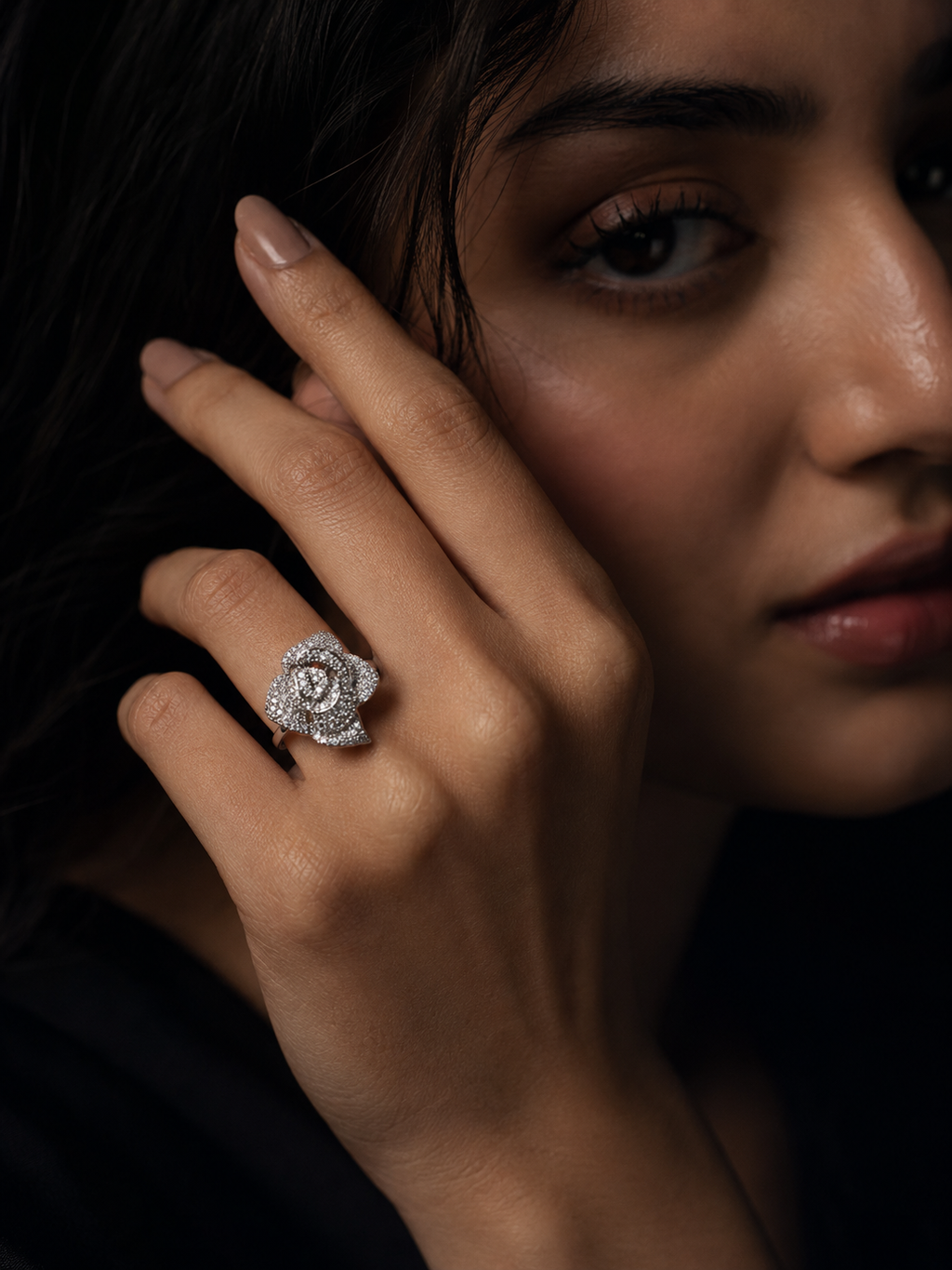 Celestine Layered Statement Rose Ring