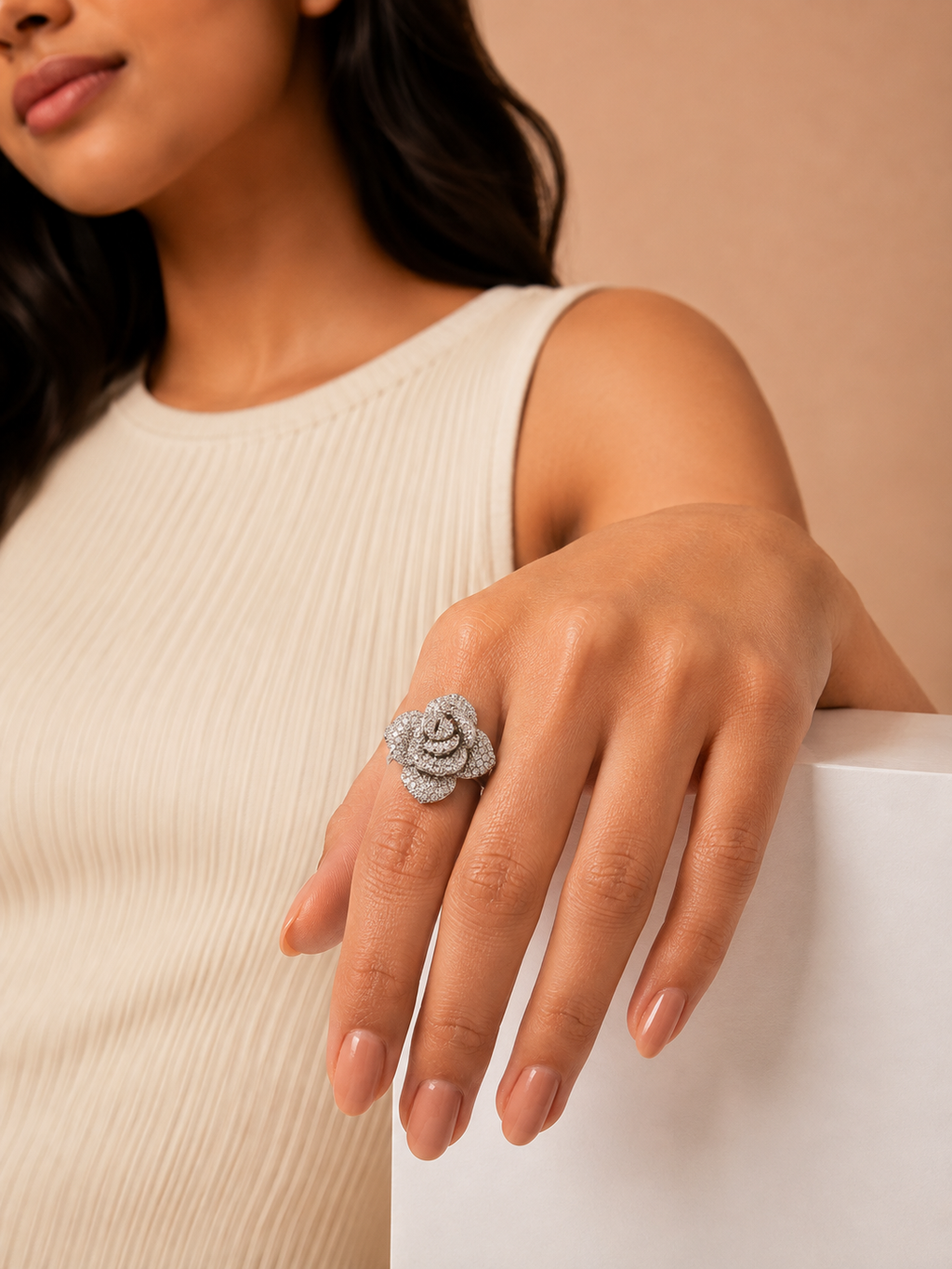 Celestine Layered Statement Rose Ring