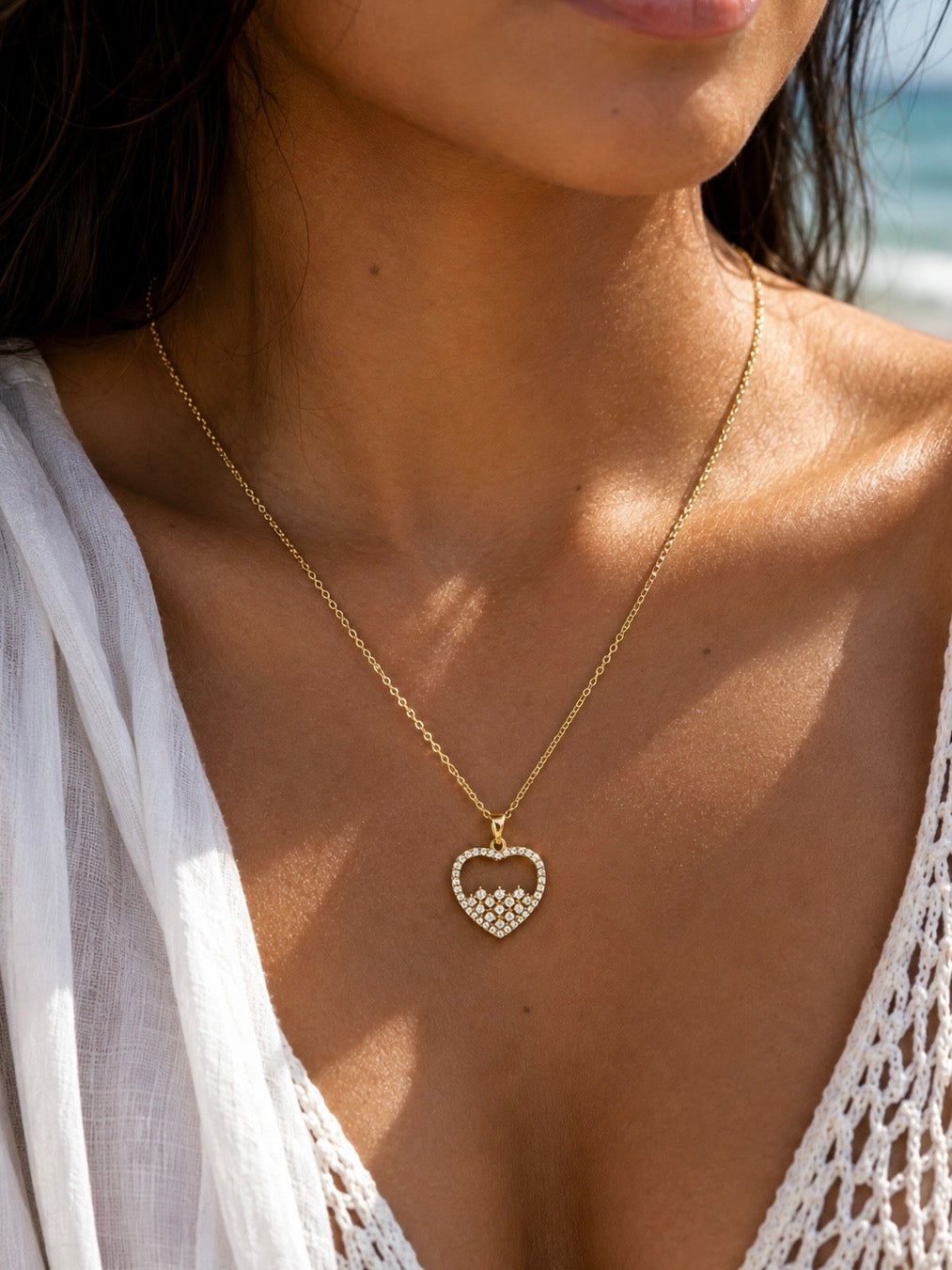 Crystal Cascade Heart Necklace