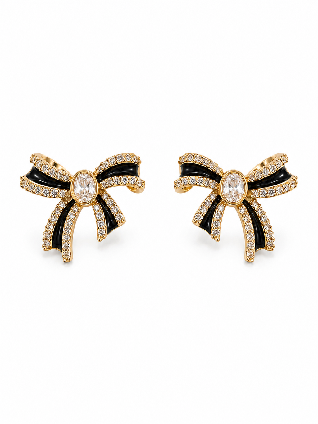 Crystal Ribbon Stud Earrings