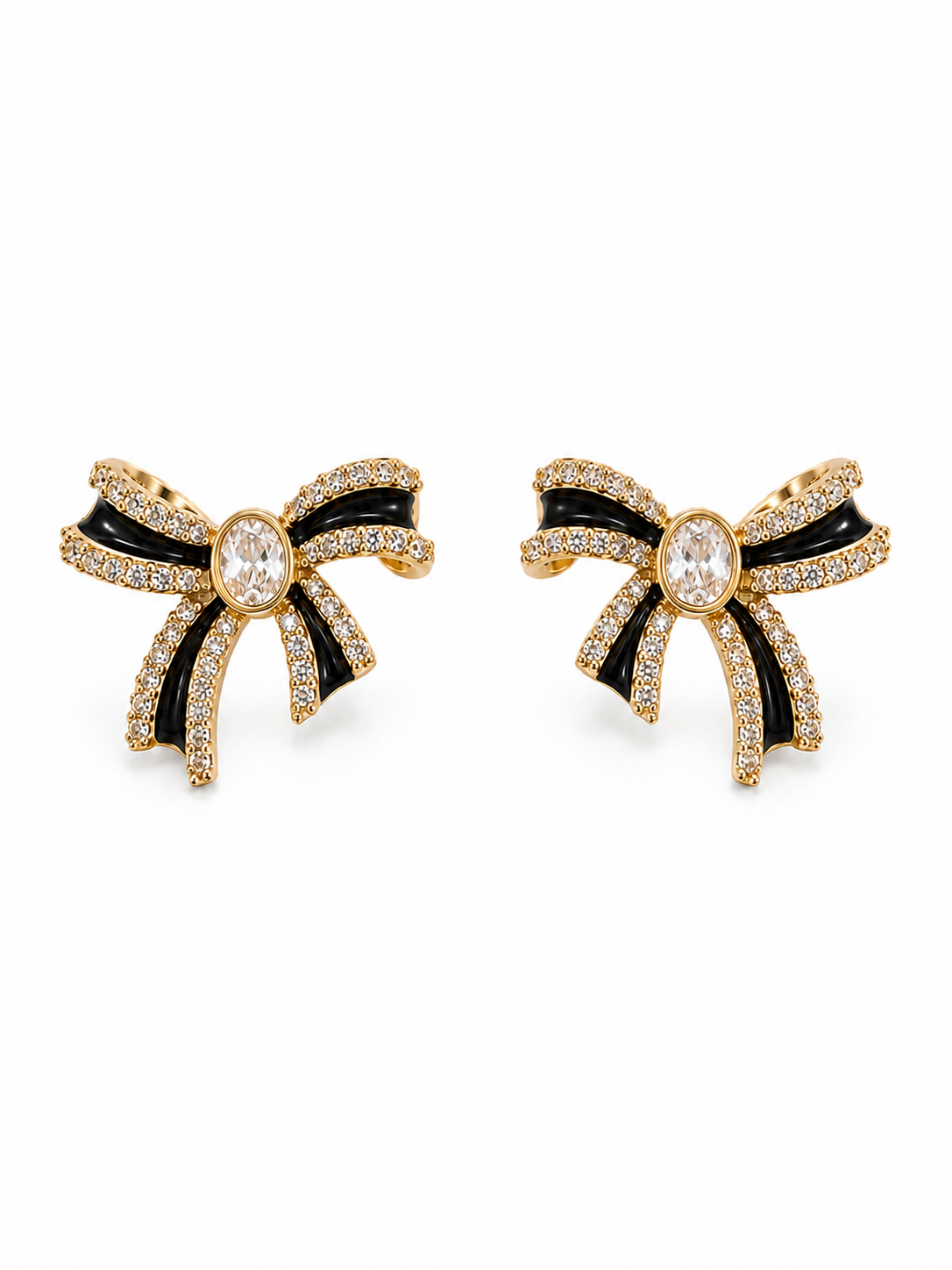 Crystal Ribbon Stud Earrings