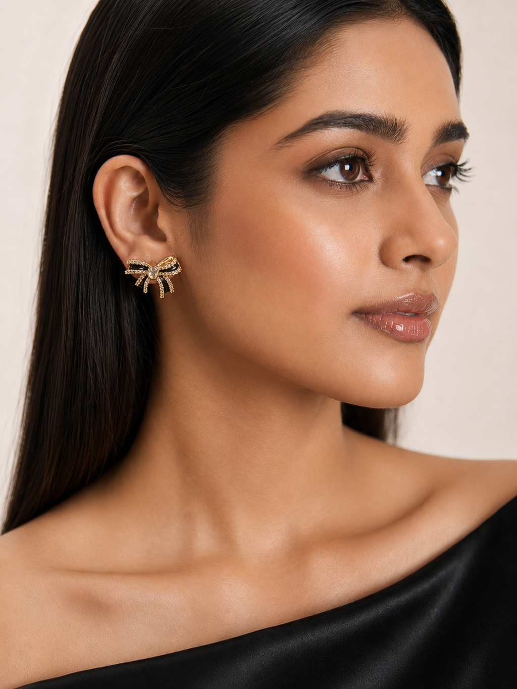 Crystal Ribbon Stud Earrings