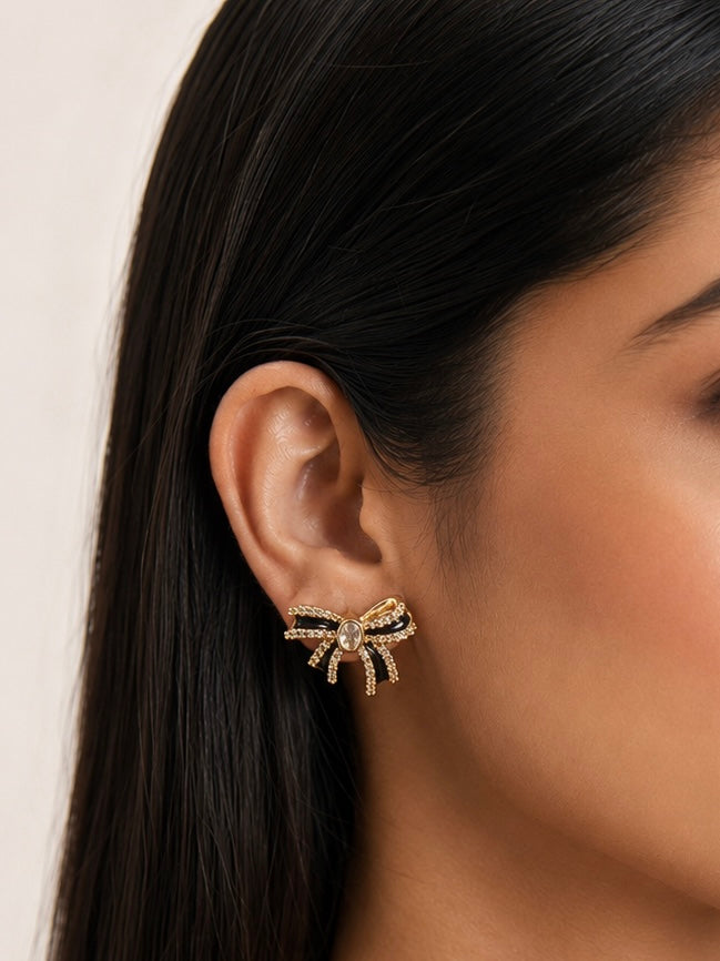 Crystal Ribbon Stud Earrings