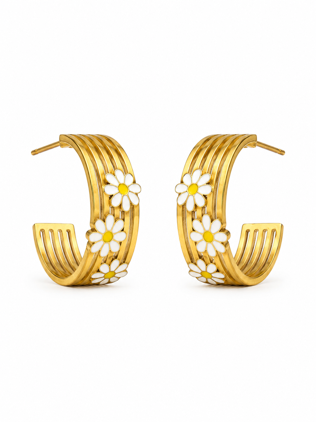 Daisy Arc Floral Hoop Earrings