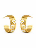Daisy Arc Floral Hoop Earrings
