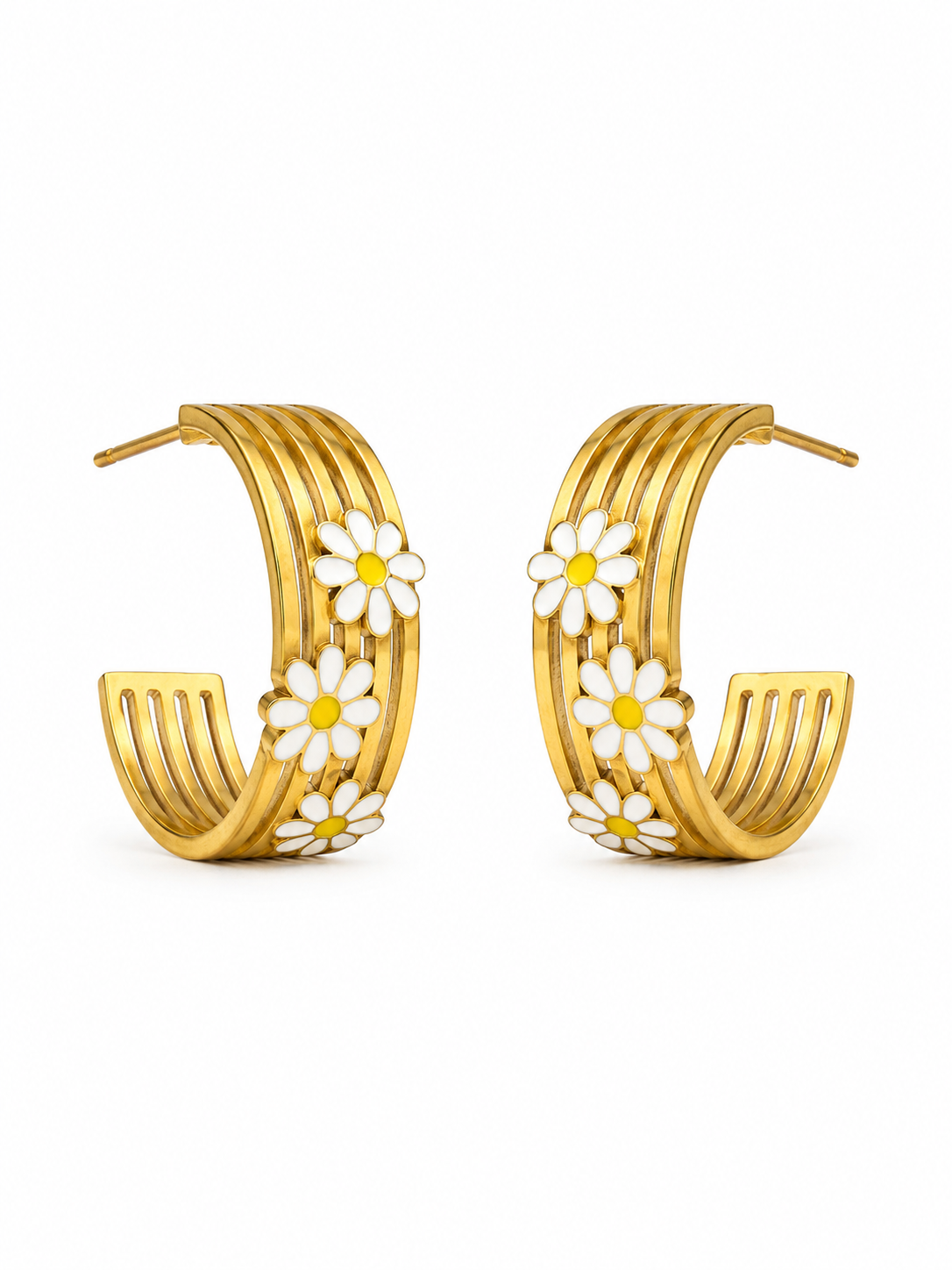 Daisy Arc Floral Hoop Earrings