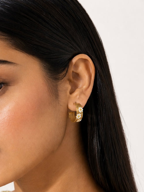 Daisy Arc Floral Hoop Earrings