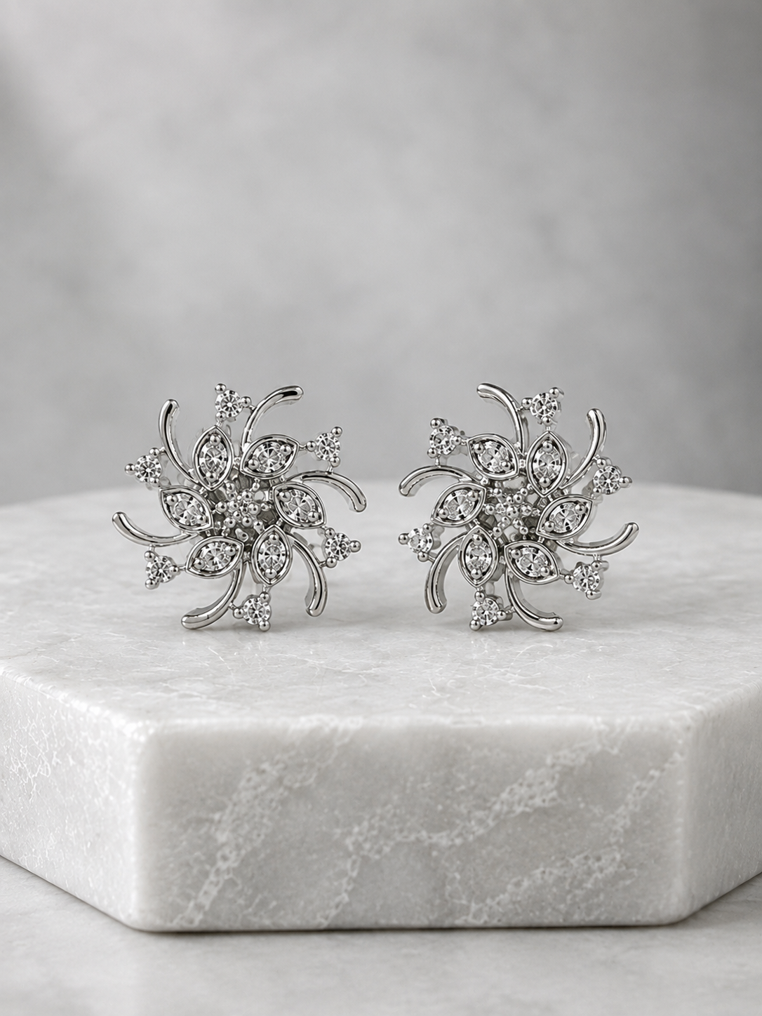 Diamond Fleur Swirl Studs
