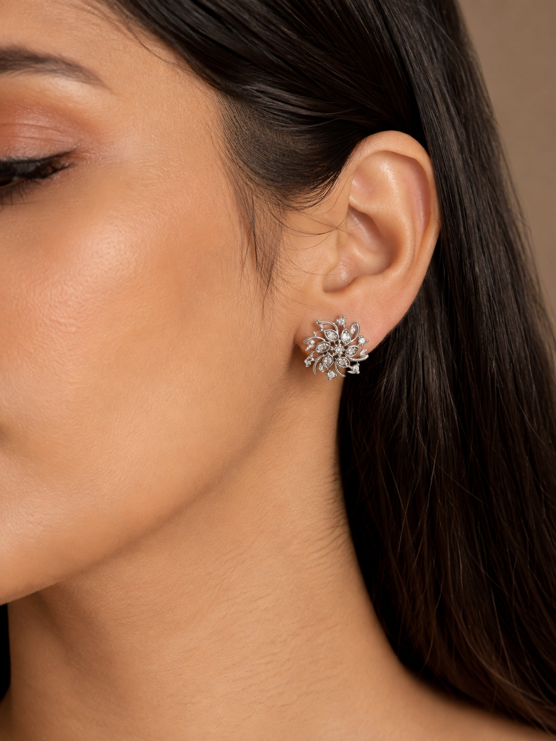 Diamond Fleur Swirl Studs