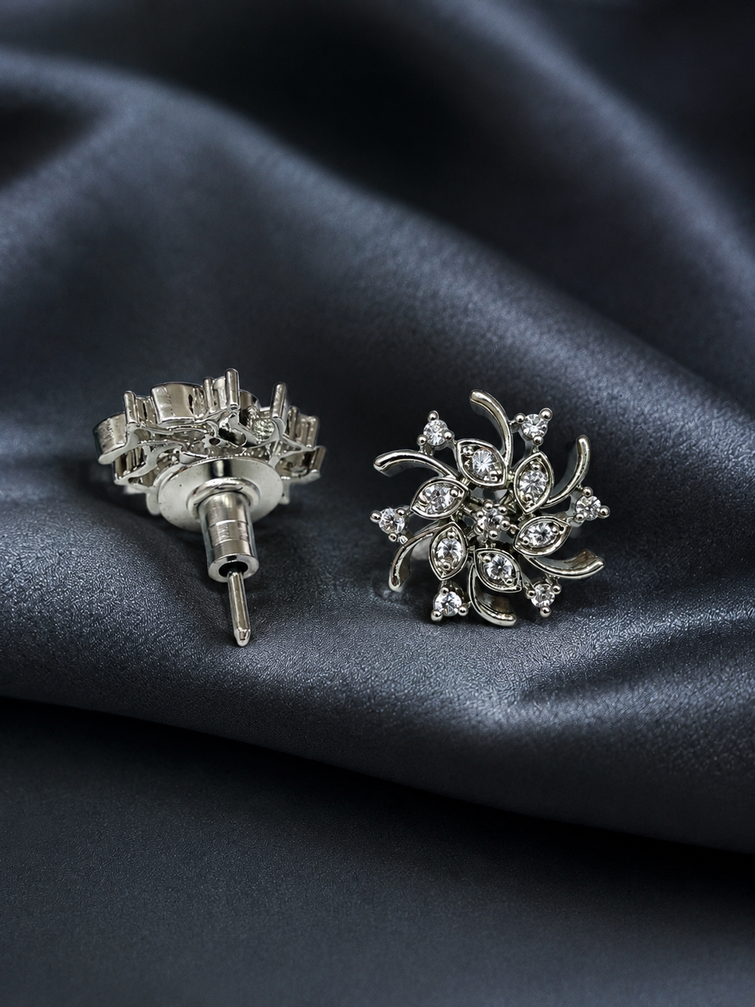 Diamond Fleur Swirl Studs