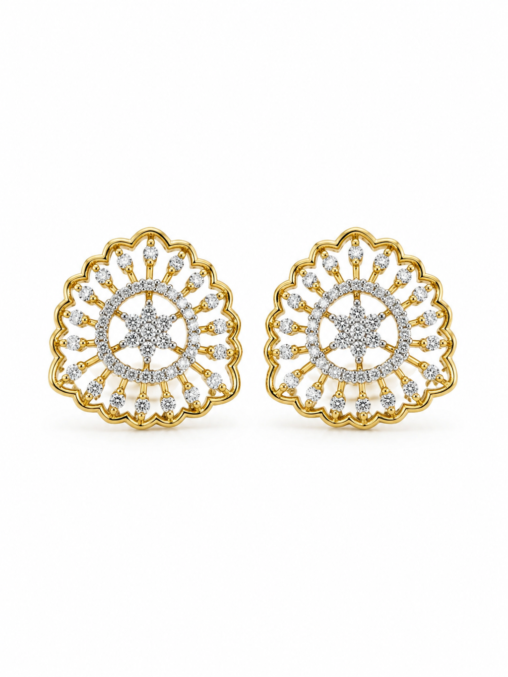 Diamond Spoke Stud Earrings