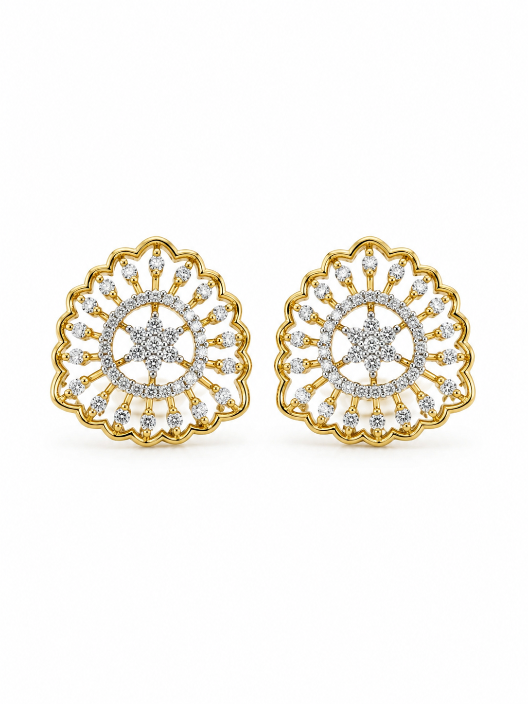 Diamond Spoke Stud Earrings