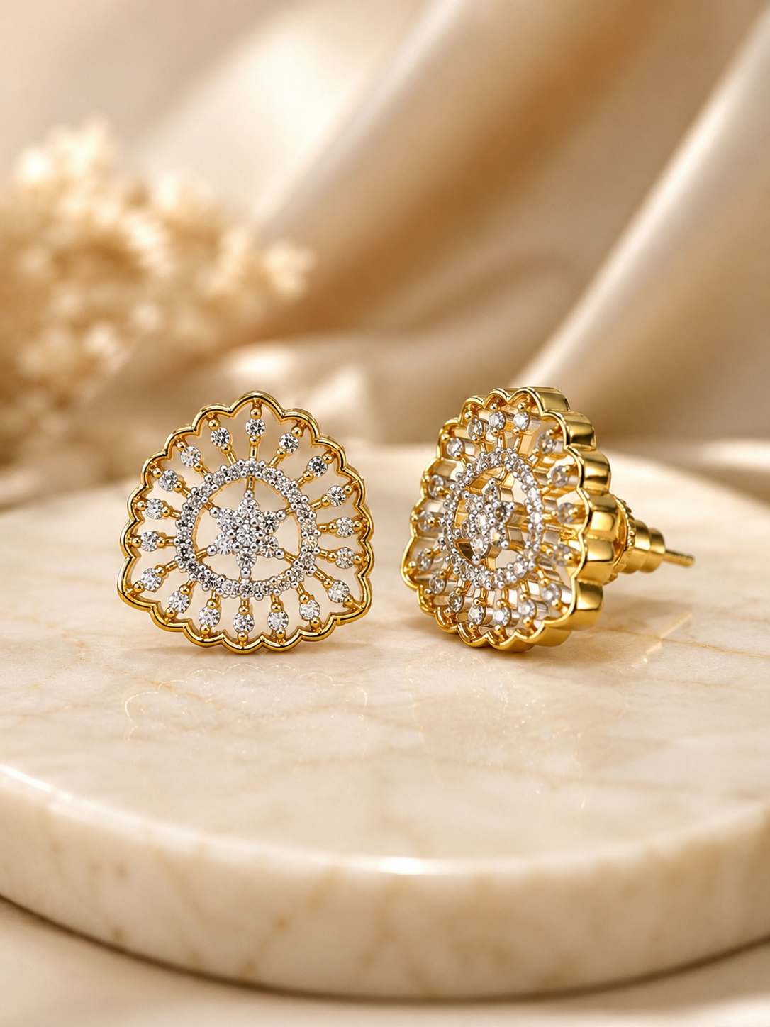 Diamond Spoke Stud Earrings
