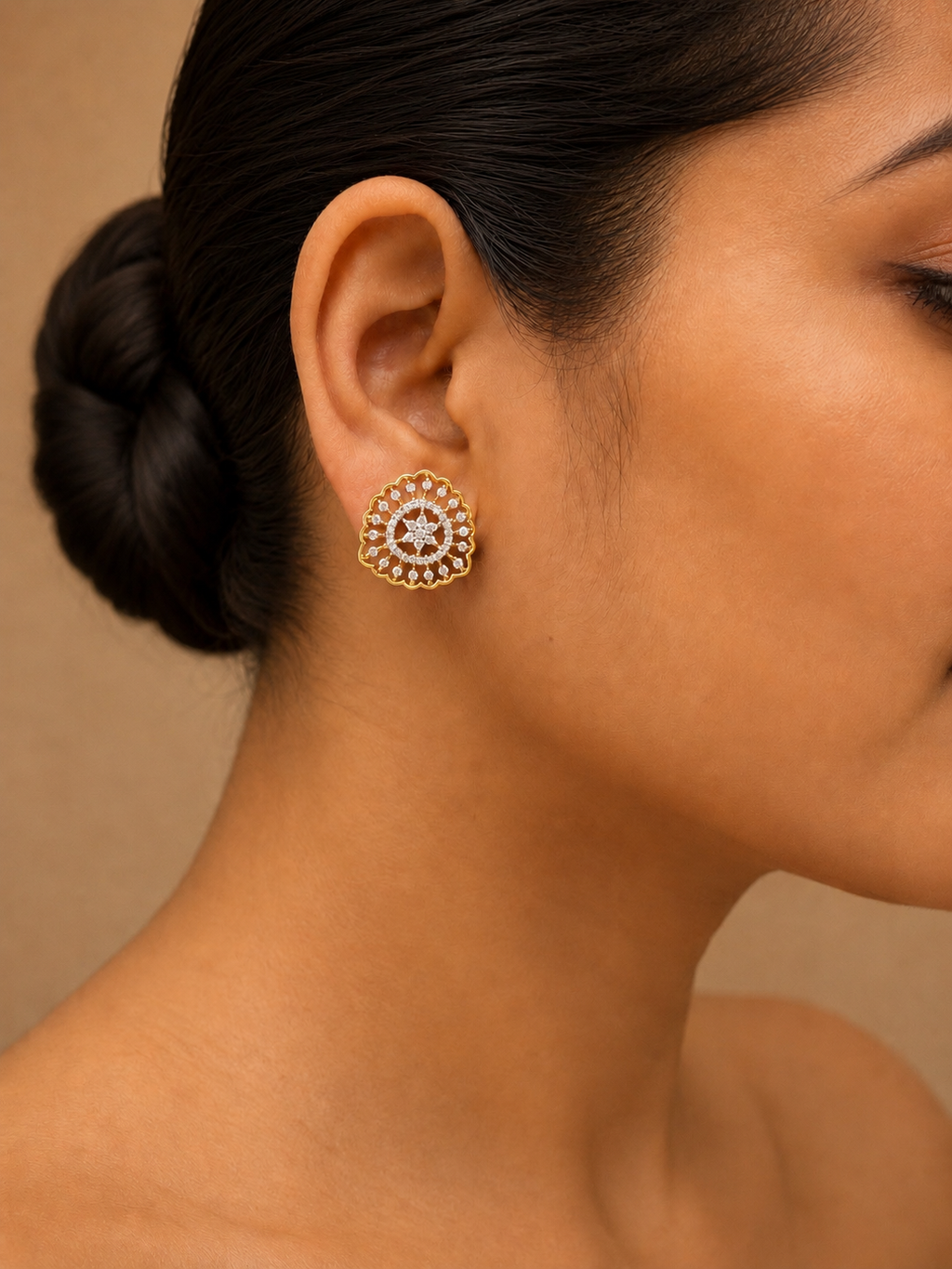 Diamond Spoke Stud Earrings