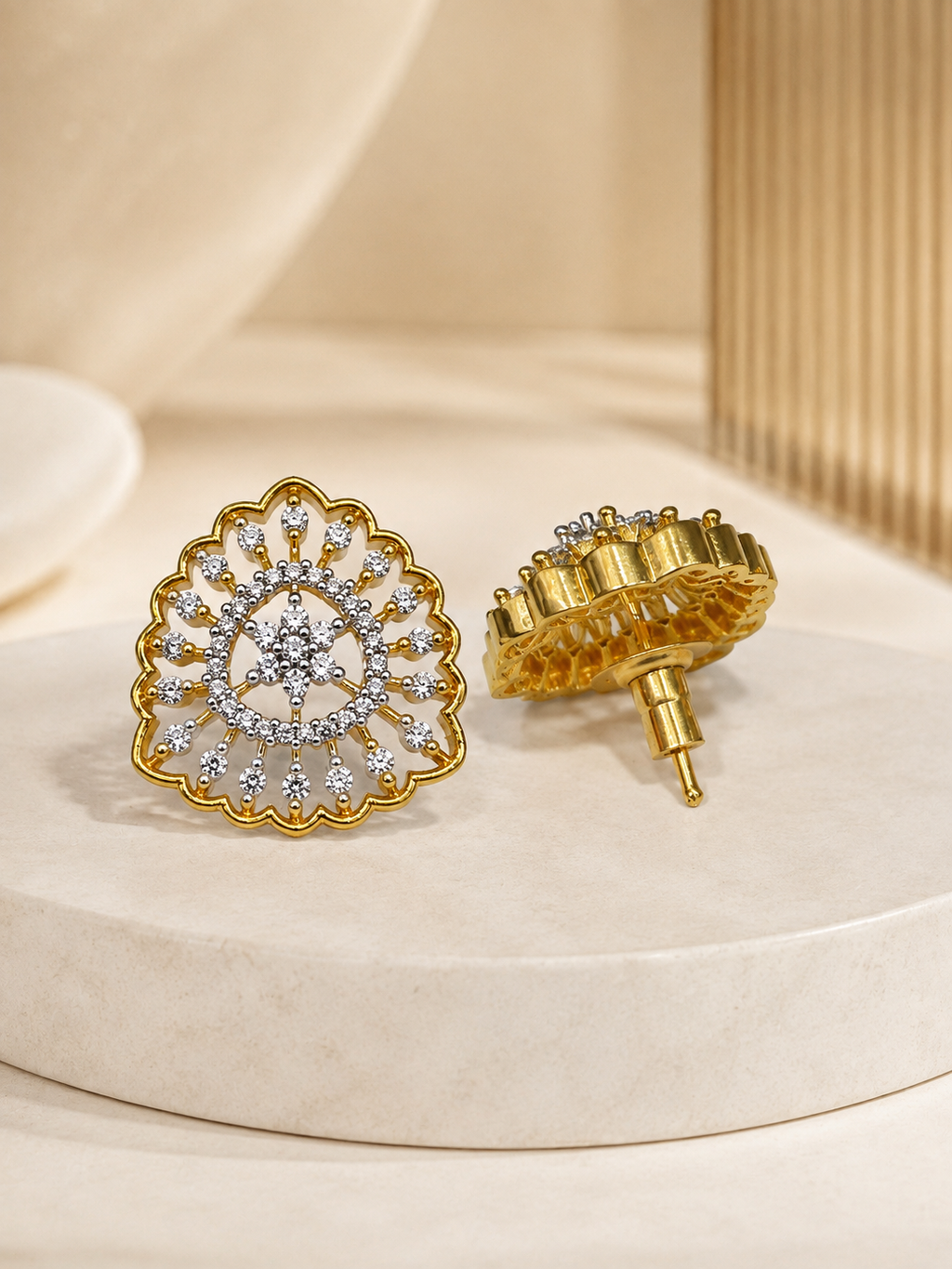 Diamond Spoke Stud Earrings