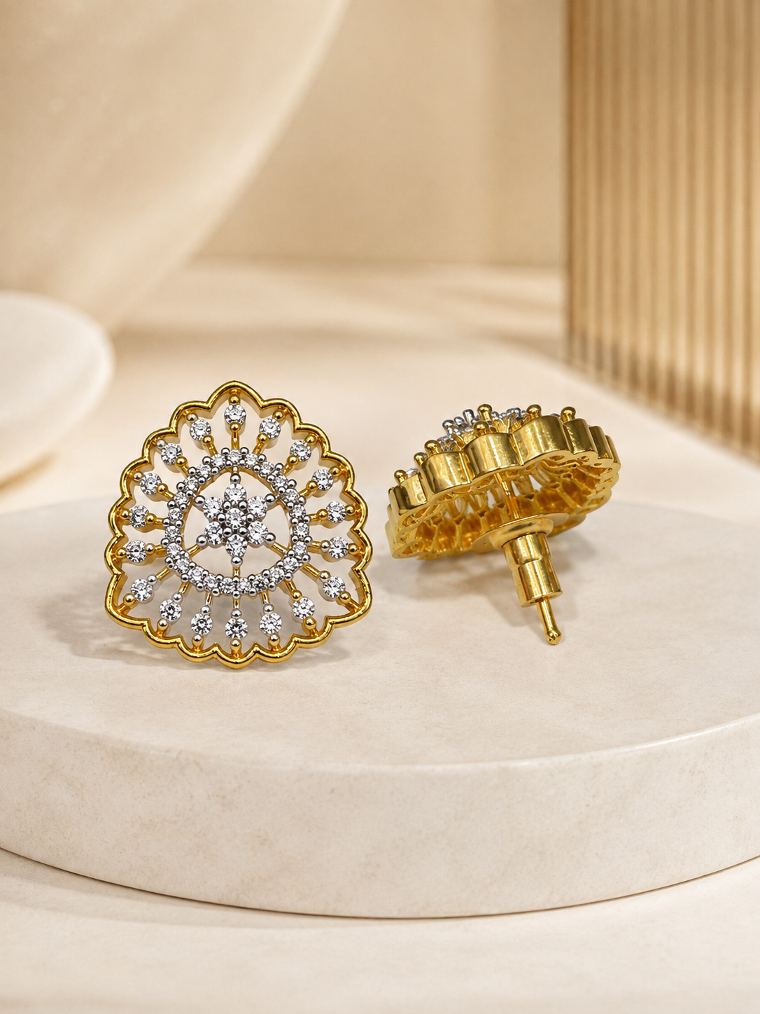 Diamond Spoke Stud Earrings