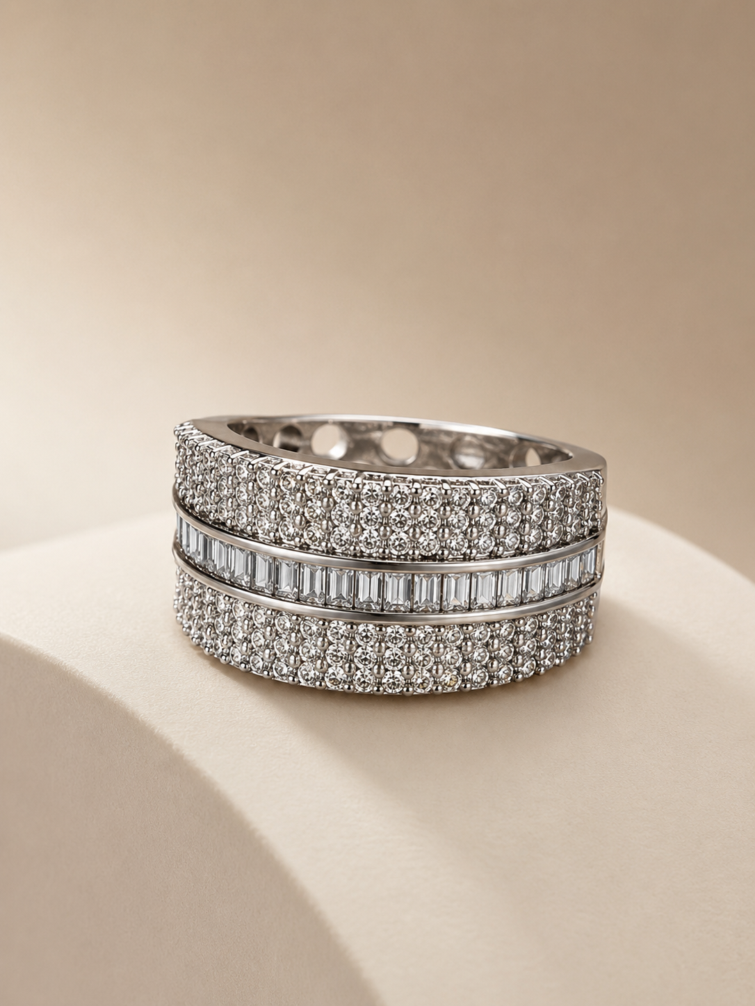 Elara Baguette Statement Band Ring