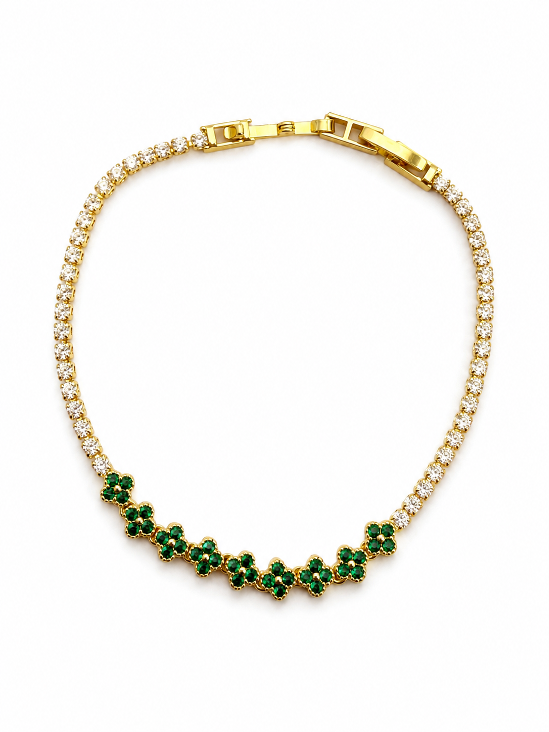Emerald Clover Line Tennis Bracelet