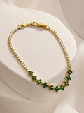 Emerald Clover Line Tennis Bracelet