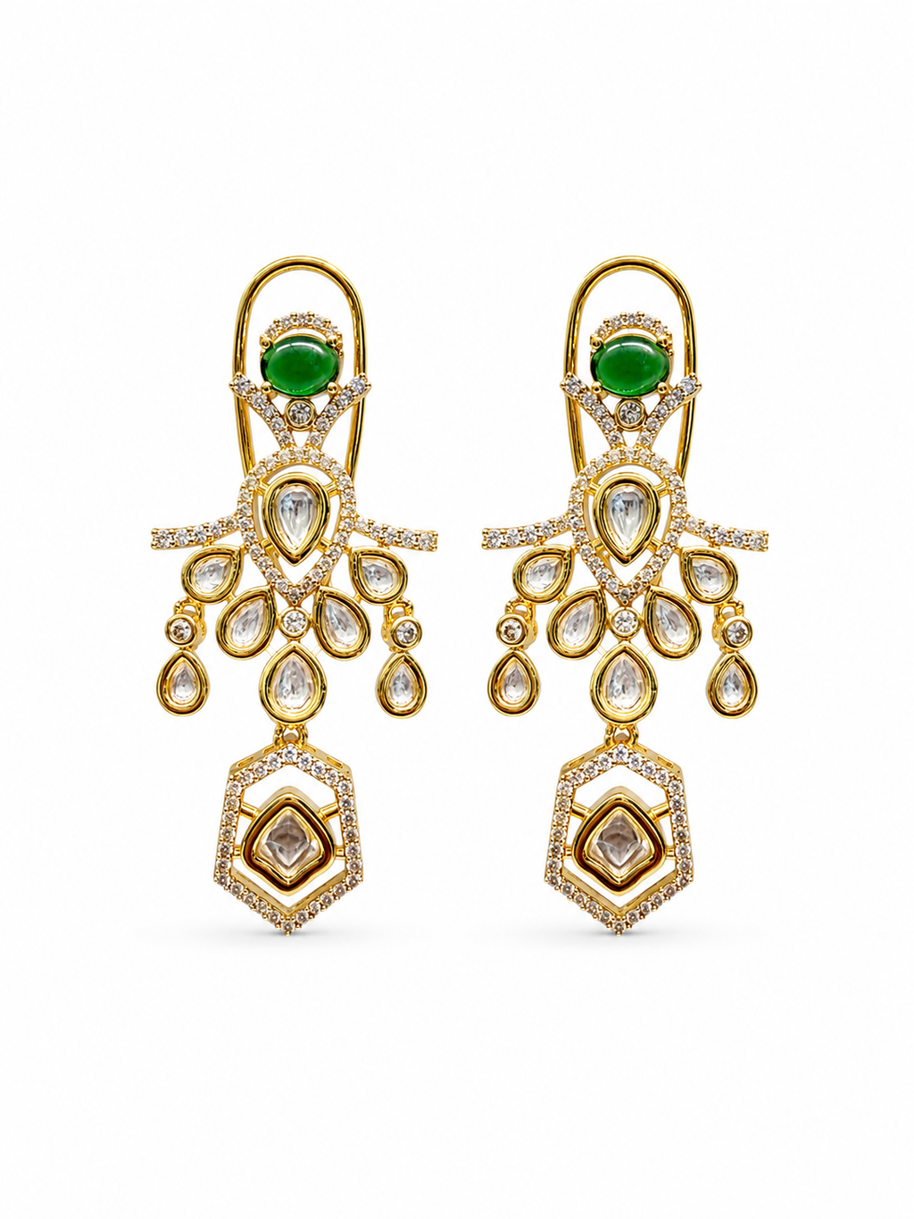 Emerald Green Ornate Statement Danglers