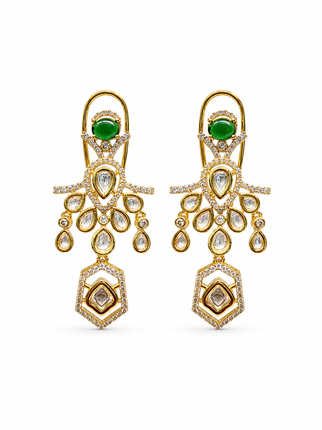 Emerald Green Ornate Statement Danglers