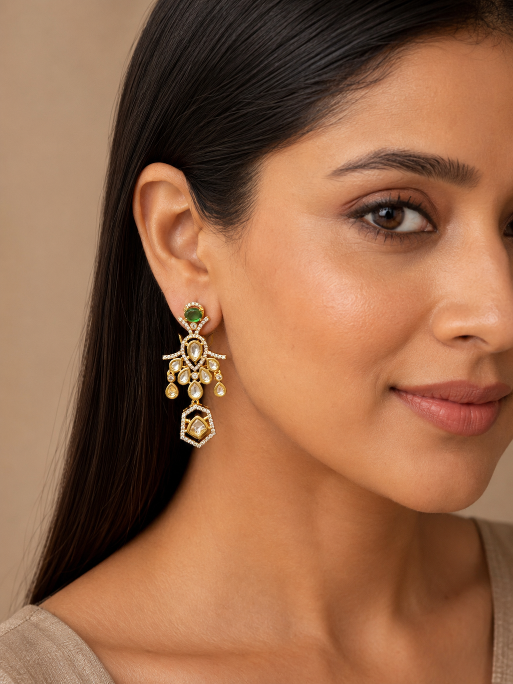 Emerald Green Ornate Statement Danglers