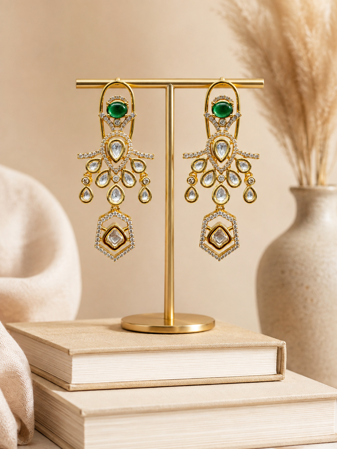 Emerald Green Ornate Statement Danglers