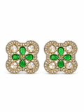 Emerald Kundan Medallion Stud Earrings