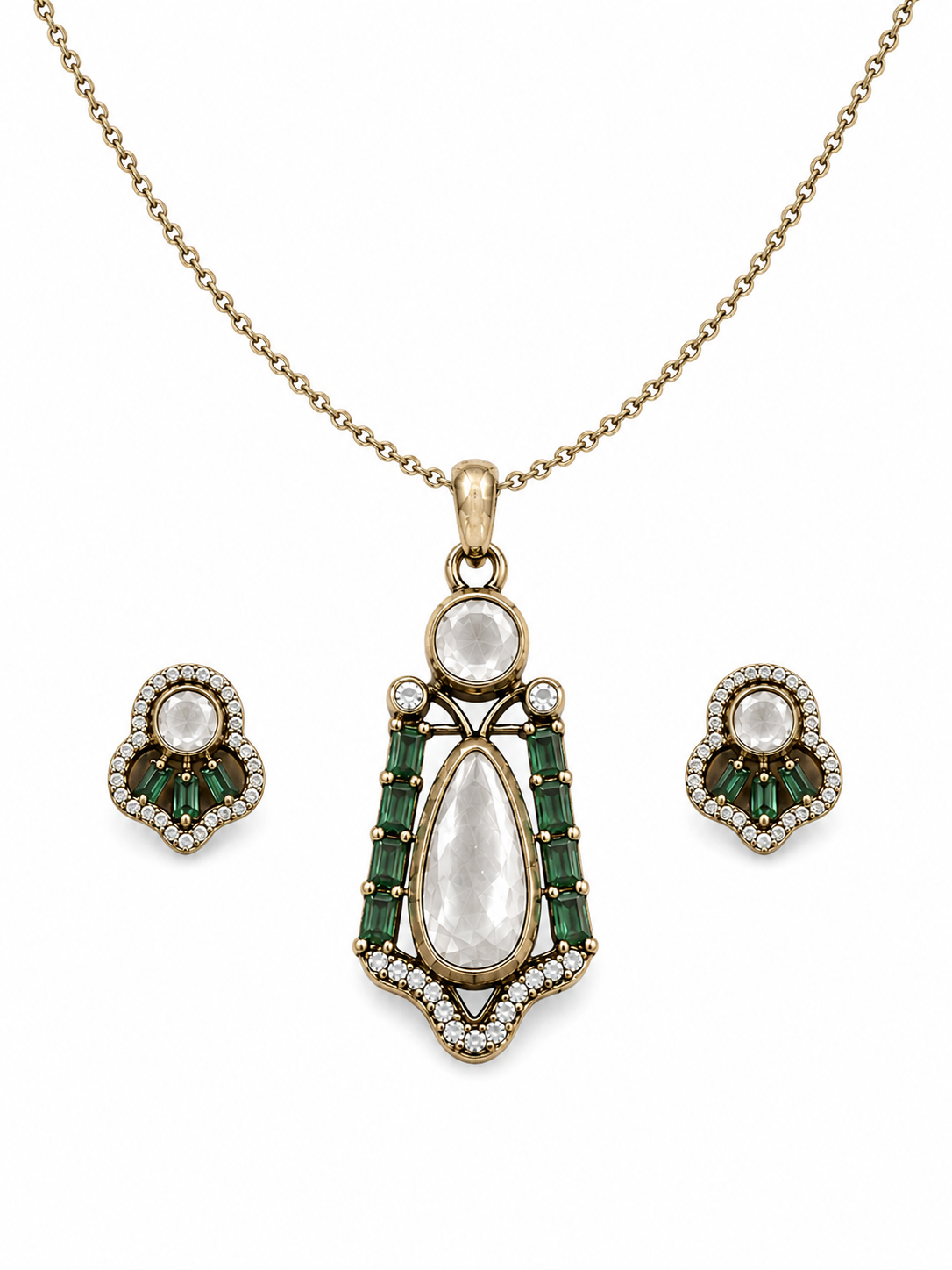 Emerald Poise Moissanite Pendant Set