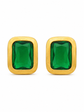 Green Emerald Frame Stud Earrings