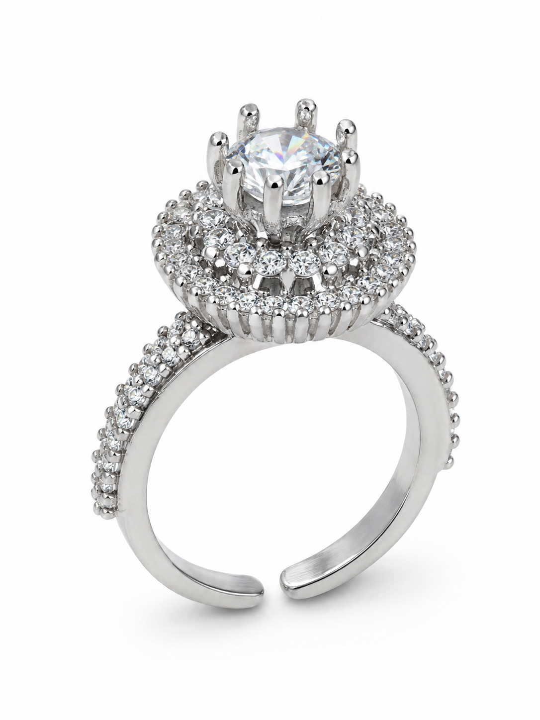 High-Crown Diamond-Look Ring