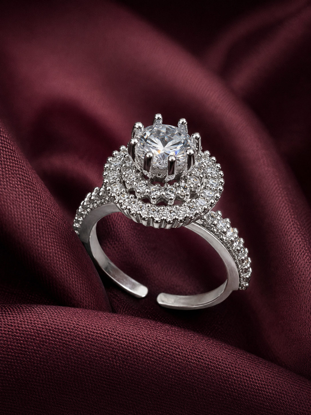 High-Crown Diamond-Look Ring