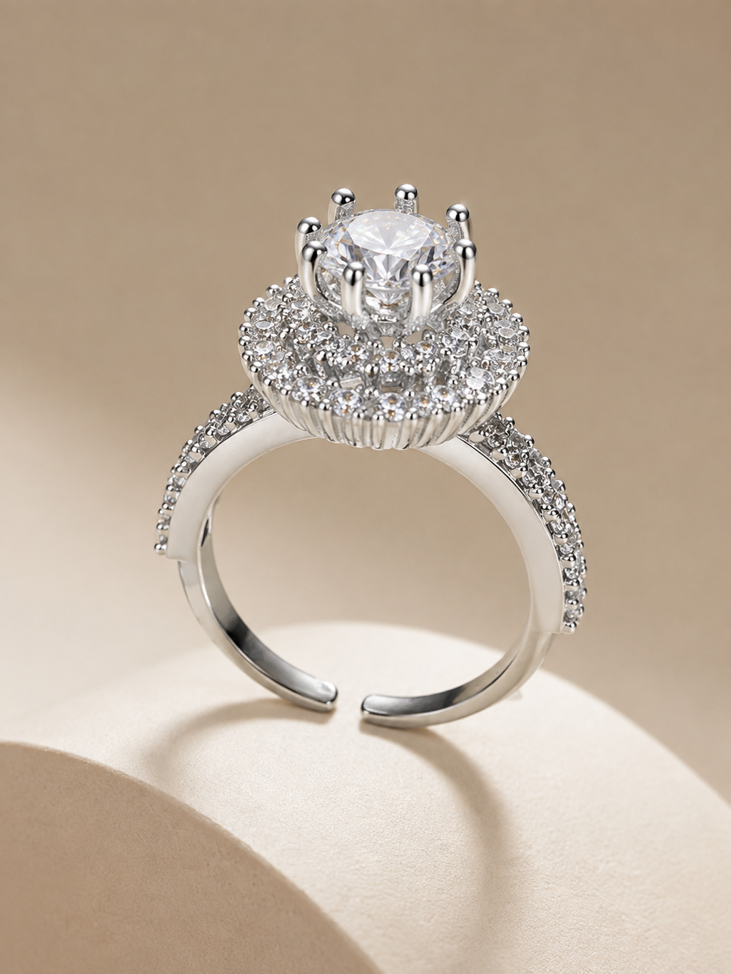 High-Crown Diamond-Look Ring