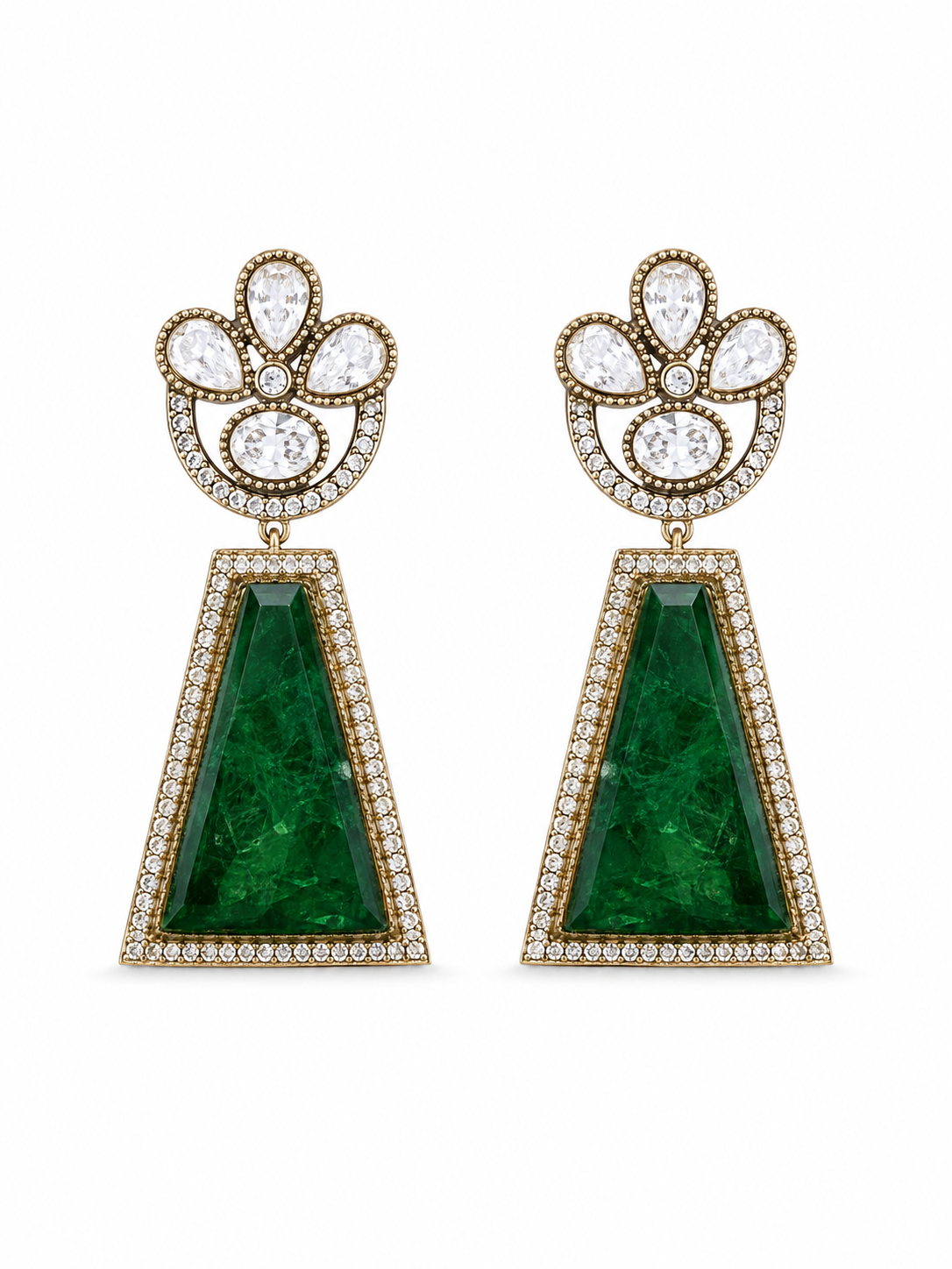 Mehr Green Doublet Drop Earrings