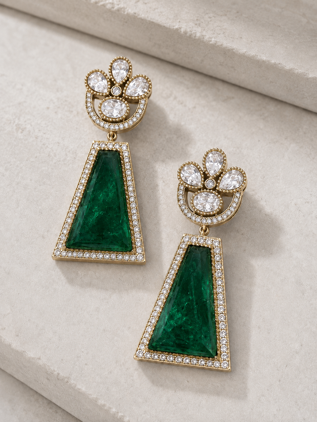 Mehr Green Doublet Drop Earrings