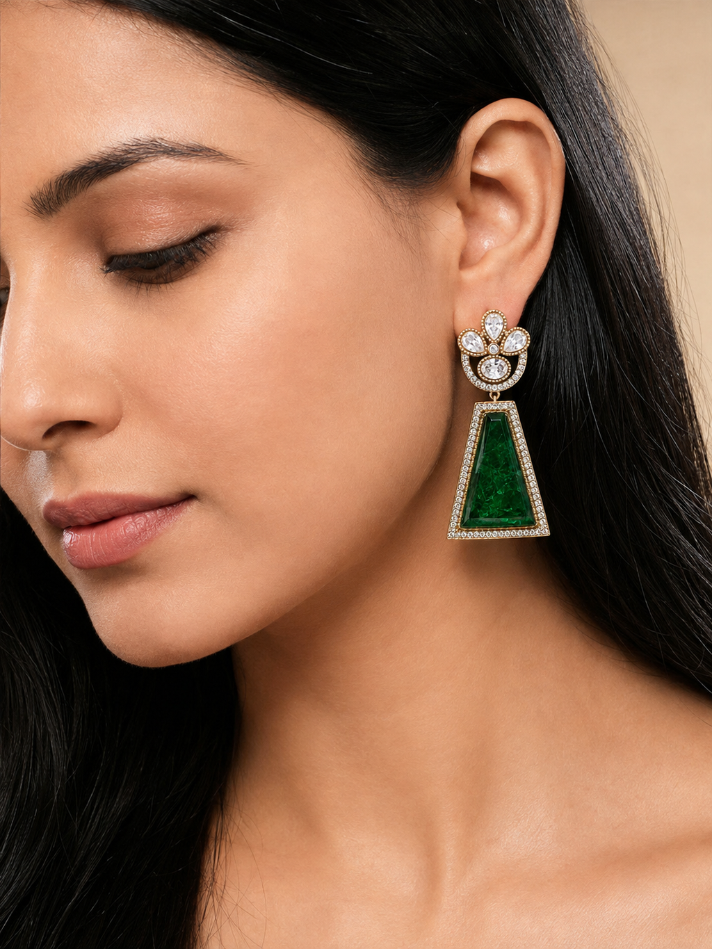 Mehr Green Doublet Drop Earrings